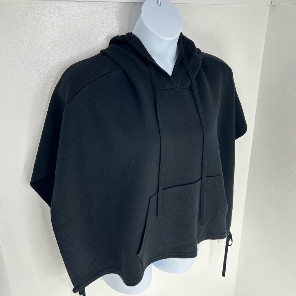 Lululemon Womens All In A Day Hooded Poncho One Size Black 100% Merino Wool Cozy - Picture 4 of 12